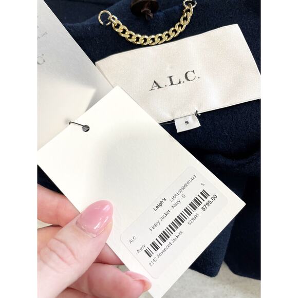 A.L.C. Finley Wool Jacket in Navy Scarf Attachment Small - Picture 14 of 16